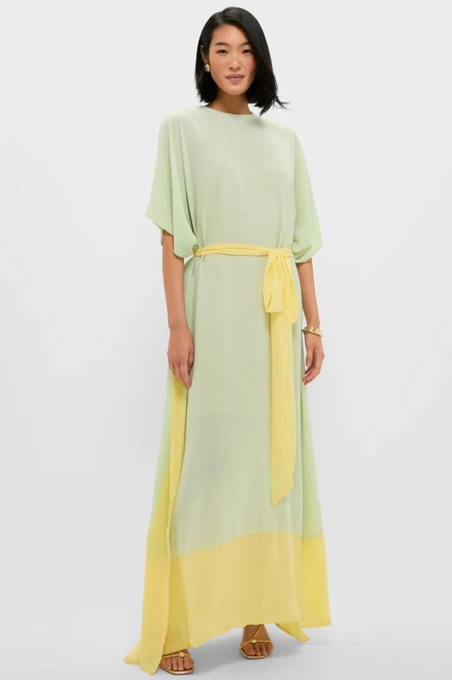 Tuckernuck Mint Chiffon Rainier Caftan Gown Sz XXS NWT